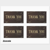 Thank You Business Sticker Brown & Gold 長方形シール (シート)