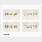 Thank You Business Sticker Ivory & Gold Brown 長方形シール (シート)