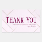 Thank You Business Sticker Soft Pink & Berry Red 長方形シール (正面)