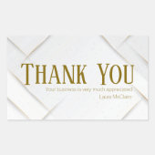 Thank You Business Sticker White & Gold 長方形シール (正面)