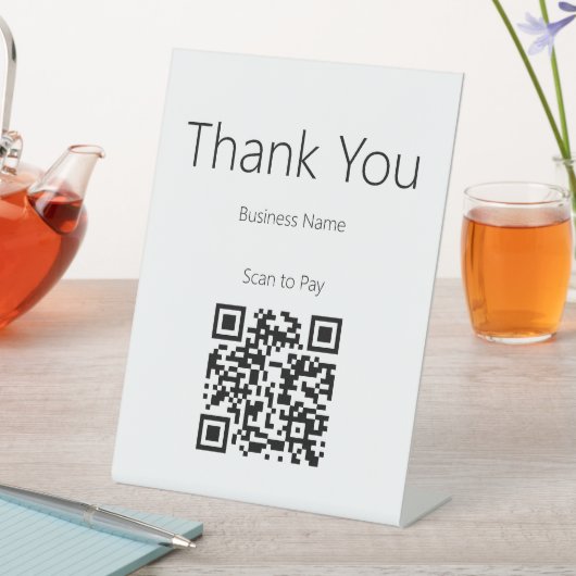 Thank You Business White Black Scan to Pay QR Code 台座サイン (インサイチュ)