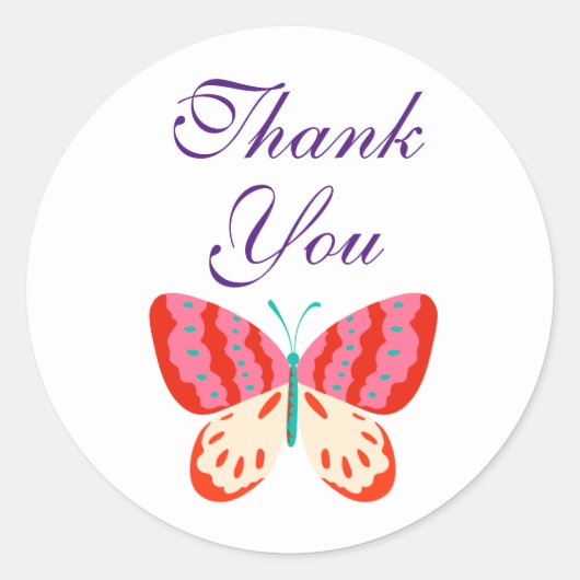 Thank You Butterfly Round Stickers ラウンドシール (正面)
