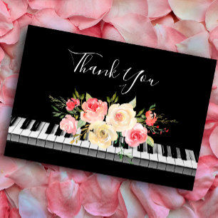 thank you calligraphy piano pink yellow bouquet サンキューカード