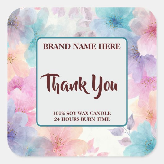 Thank You Candle Label – Elegant Gift Sticker スクエアシール (正面)