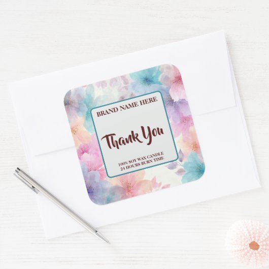 Thank You Candle Label – Elegant Gift Sticker スクエアシール (封筒)