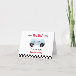 Thank you card 2nd Birthday Too Fast, Vintage Race サンキューカード