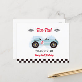 Thank you card 2nd Birthday Too Fast, Vintage Race ポストカード