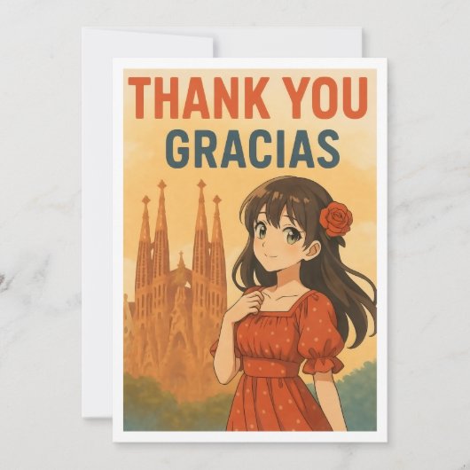 Thank You Card - Anime Girl in Spain サンキューカード (正面)