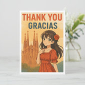 Thank You Card - Anime Girl in Spain サンキューカード (スタンド正面)