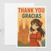 Thank You Card - Anime Girl in Spain サンキューカード (正面/裏面)