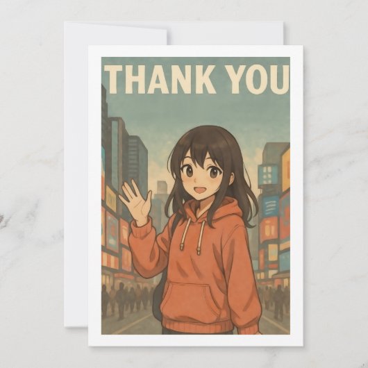 Thank You Card - Anime Girl in Times Square サンキューカード (正面)