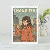 Thank You Card - Anime Girl in Times Square サンキューカード (スタンド正面)