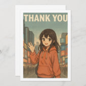 Thank You Card - Anime Girl in Times Square サンキューカード (正面/裏面)
