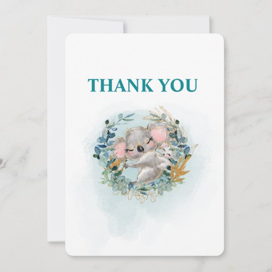 Thank You Card Baby Shower "Baby Koala" サンキューカード (正面)