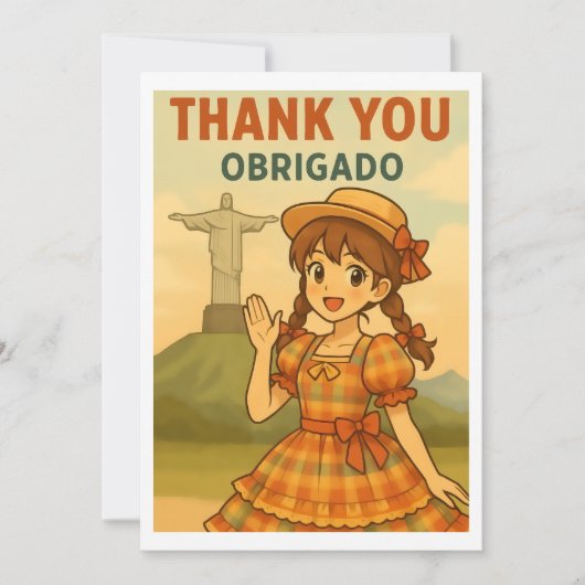 Thank You Card - Brazil Festa Junina Anime Girl サンキューカード (正面)