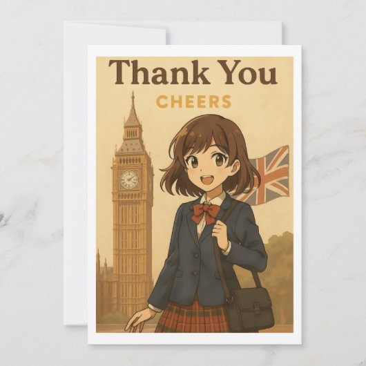 Thank You Card - British Anime Schoolgirl サンキューカード (正面)