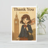 Thank You Card - British Anime Schoolgirl サンキューカード (スタンド正面)