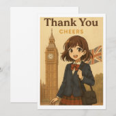 Thank You Card - British Anime Schoolgirl サンキューカード (正面/裏面)