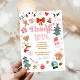  Thank You Card Christmas Birthday Pink Holidays 招待状