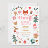 Thank You Card Christmas Birthday Pink Holidays 招待状 (正面)