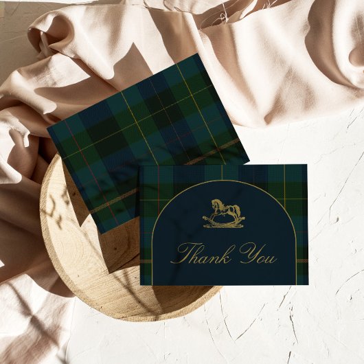 Thank You Card Classic Dark Green + Blue Plaid  サンキューカード