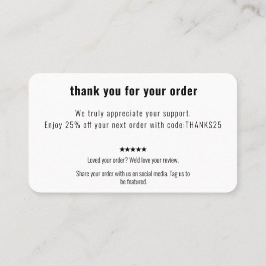 Thank You Card Discount Code Review Small Business 名刺 (裏面)