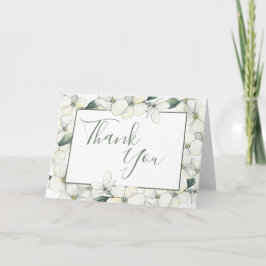 Thank you card, dogwood flowers, gray sage, カード