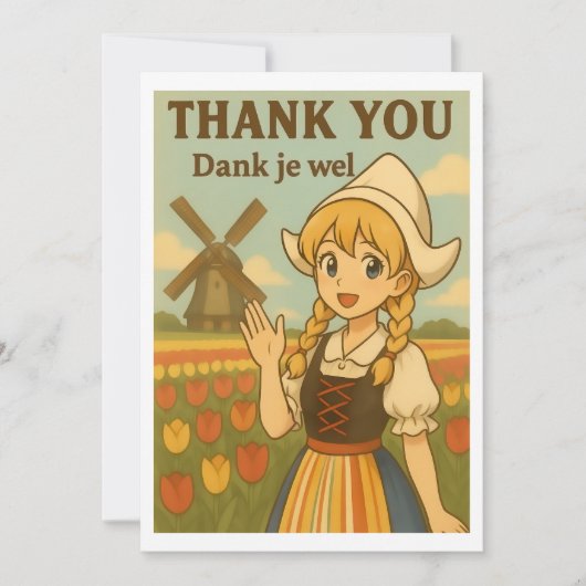Thank You Card - Dutch Girl in Tulip Field サンキューカード (正面)