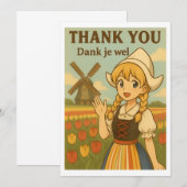 Thank You Card - Dutch Girl in Tulip Field サンキューカード (正面/裏面)