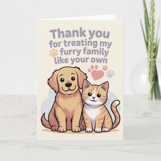 Thank You Card for Pet Sitter or Veterinarian カード (正面)