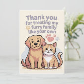 Thank You Card for Pet Sitter or Veterinarian サンキューカード (スタンド正面)