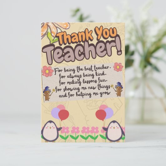 thank you card for teachers. サンキューカード (スタンド正面)
