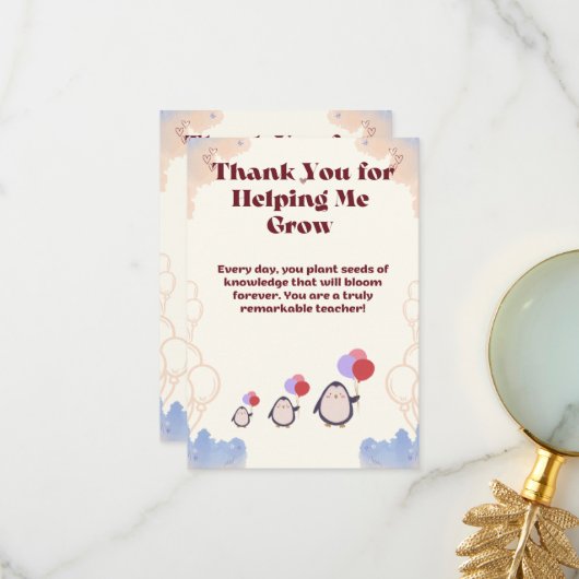 Thank you card for teachers. サンキューカード (正面/裏面インサイチュ)