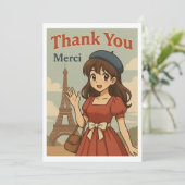 Thank You Card - French Anime Girl in Paris サンキューカード (スタンド正面)