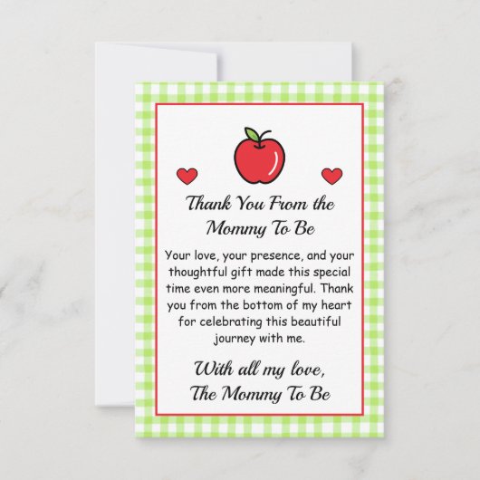 Thank You Card from Mommy To Be – Baby Shower サンキューカード (正面)