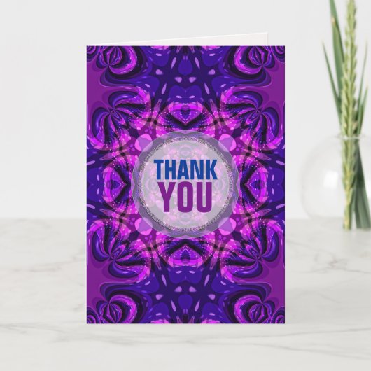 Thank You Card in Tie-Dye Batik with Pink and Purp サンキューカード (正面)