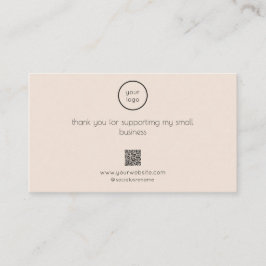Thank You Card Logo QR Code Packaging Insert Blush 名刺