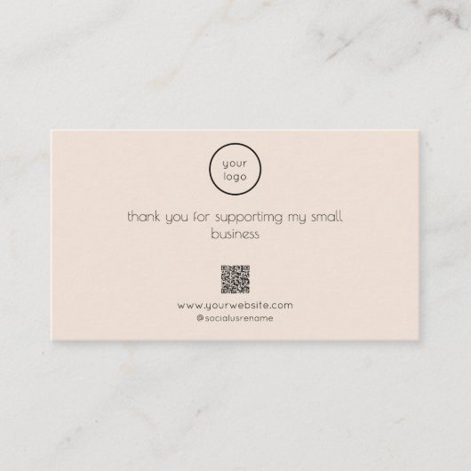 Thank You Card Logo QR Code Packaging Insert Blush 名刺 (正面)