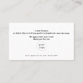 Thank You Card Logo Small Business Packaging Inser 名刺 (裏面)