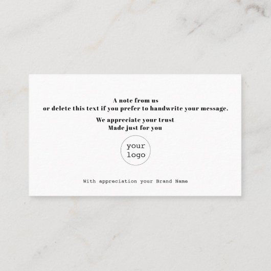 Thank You Card Logo Small Business Packaging Inser 名刺 (裏面)