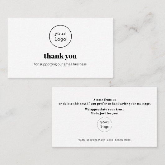 Thank You Card Logo Small Business Packaging Inser 名刺 (正面/裏面)