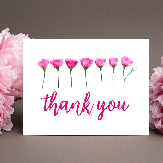 Thank You Card - Pink Floral for 55th Birthday ポストカード