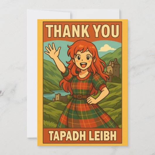 Thank You Card - Scottish Anime Girl in Highlands サンキューカード (正面)
