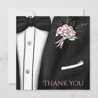 Thank You Card - Sophisticated Groom's Boutonniere サンキューカード
