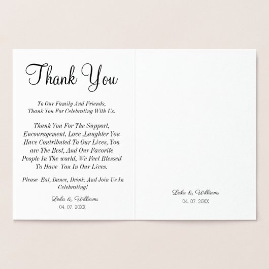Thank you card, thank you wedding card 箔カード (内部)