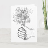 Thank You Card with hand-sketched flower bouquet カード (正面)