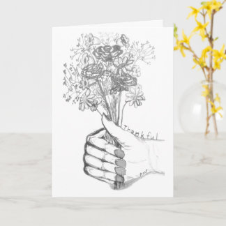 Thank You Card with hand-sketched flower bouquet カード