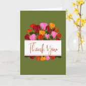 Thank you card with tulips and a green background カード (黄色い花)