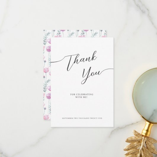 Thank You Cards for Bridal shower in a modern. サンキューカード (正面/裏面インサイチュ)
