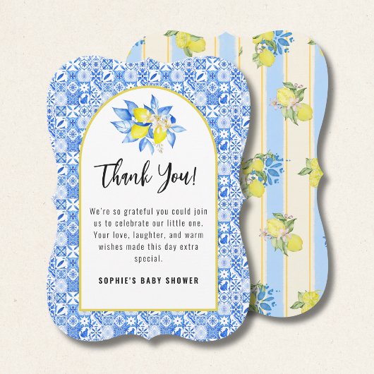 Thank You Cards For Ciao Baby Lemons, Blue Tile サンキューカード